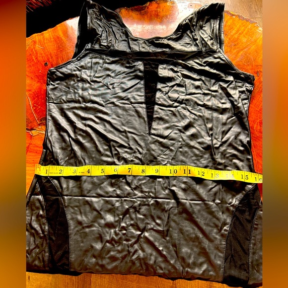 🔥Sexy Little Black Tank Dress Mesh Shiny Wet Faux Leather Bodycon M Sleeveless - Picture 8 of 10